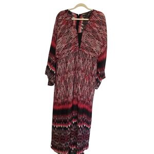 Marc Bouwer XL Red Sheer Kaftan‎ Maxi Dress Vintage 90s Whimsigoth Babydoll